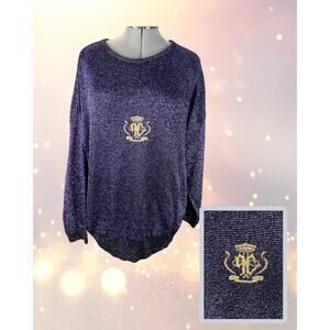 Volup Vintage 80s Pierre Cardin Purple Sparkle Hip Hop Gold Crown Logo Size 1X